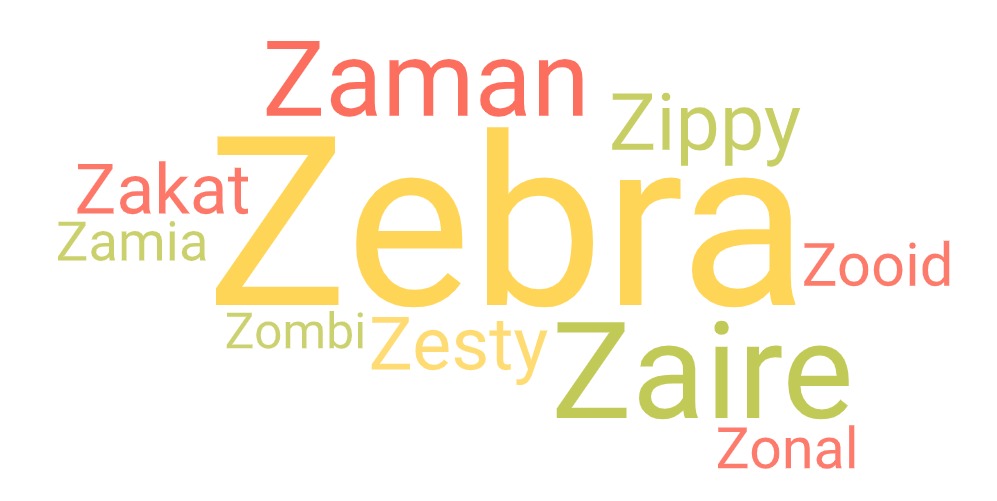 most common 5 letter words starting with z